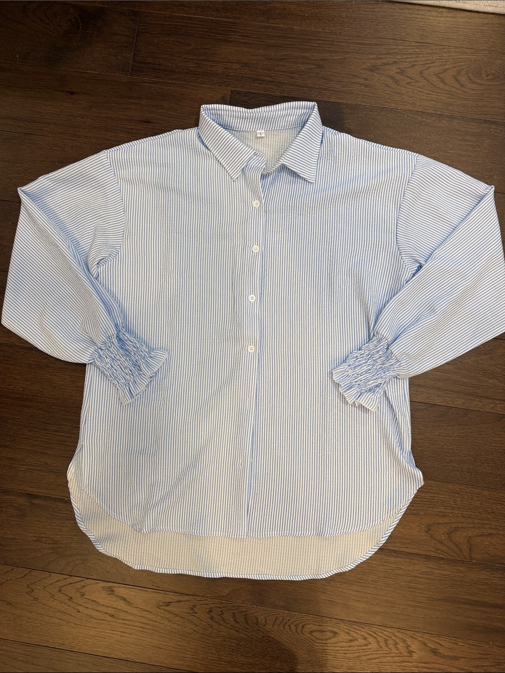 Light Blue & White Striped Women’s Button-Up Shirt Size XL - C47-008